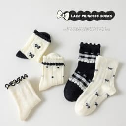 Trendy Cotton Solid Children Girls Lace Socks 5 Pairs Bow Ties Soft Breathable Striped Non-slip Half Princess Socks for Girls