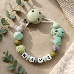 Mittsboy Personalized Pacifier Clip Custom Name Silicone Baby Teether Chain Dinosaur Dummy Holder BPA Free Baby Shower Gift