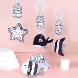 Stroller Bed Hanging Bell Plush Doll Baby Infant Rattles Newborn Black White Visual Grab Ability Training Toys игрушки для детей
