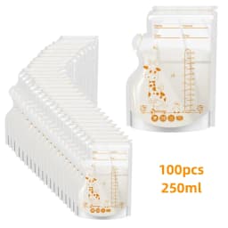250ml 100pcs Breastmilk Storage Bag Self Standing Baby Food Storage Containers No Leak Milk Freezer Bags Safe Feed BPA Free