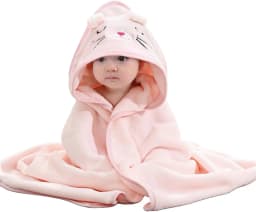 Baby Hooded Towel 31x31 in - Organic Cotton Bath Set, Quick Dry & Absorbent with Animal Design (Baby Shower Gift, 1-Piece Set)