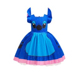 Cartoon Cute Movie Stittch Dress for Girls Role Playing Costume Stage Performance Halloween Carnival Children's Dress Up Gifts