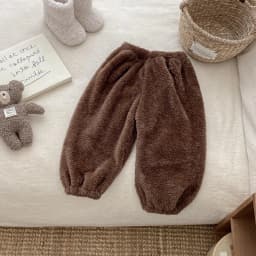 Solid Color Simple Casual Trousers Children's Home Clothes Autumn Winter Warm Plush Long Pant Baby Girls Boys Clothing Pants