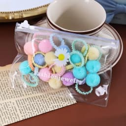 20Pcs Girls Colorful Plush Ball Elastic Hair Bands Kids Ponytail Ties Rubber Bands Headwear Hair Accessories Gift for Kids
