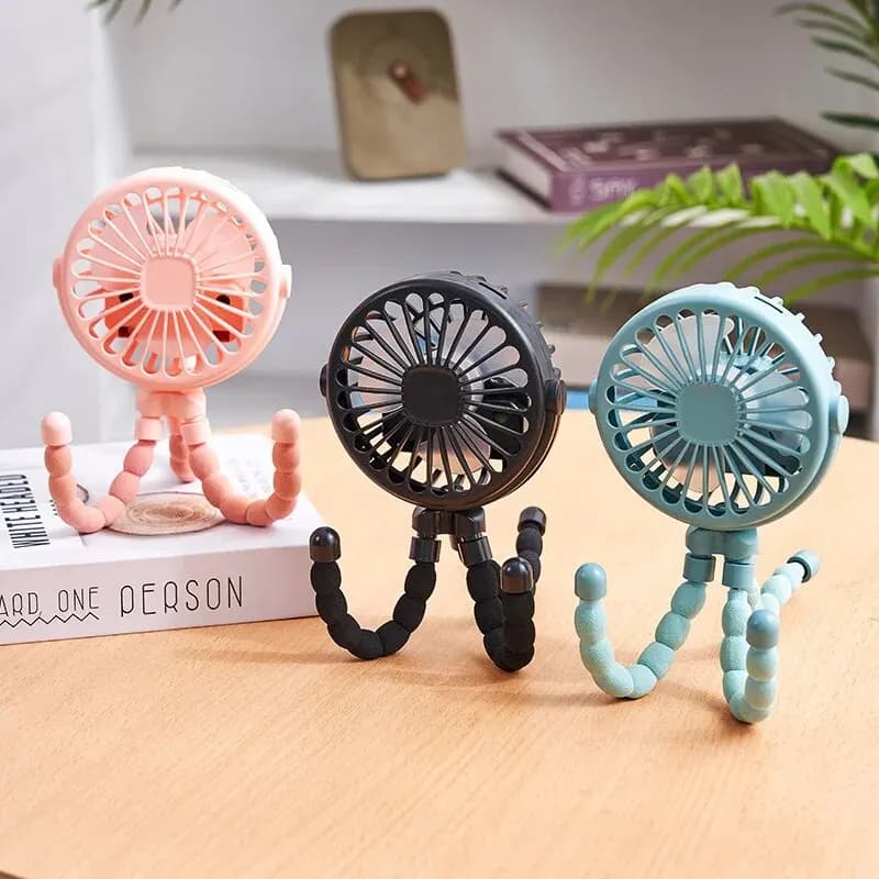 Multi Functional Student Baby Stroller Portable USB Rechargeable Lithium Battery Octopus Mini Fan