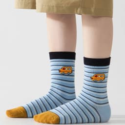 5 Pairs Children Non-Slip Socks Cute Cartoon Car Bus Excavator Stripe Pattern Comfortable Breathable Kids Baby Boys Floor Socks