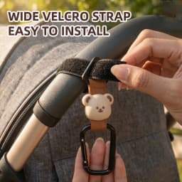 Baby Stroller Hooks Cute Cartoon Bear Bicycle Stroller Organizer Hook PU Leather Hooks for Hanging Baby Stroller Accessories
