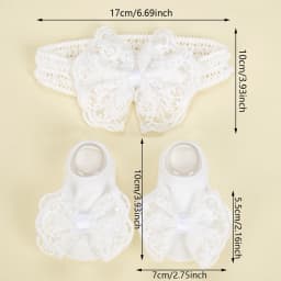 3Pcs/Set Cream Lace Baby Headbands&Socks Newborn Princess Girls Wide Rhinstone Pearl Eastic Hairbands Kids Headwear Photo Props
