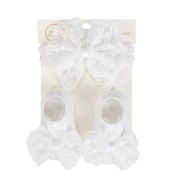 3Pcs/Set Cream Lace Baby Headbands&Socks Newborn Princess Girls Wide Rhinstone Pearl Eastic Hairbands Kids Headwear Photo Props
