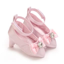 0-12M Baby Girls Diamond Bow Princess Dress Shoes Soft Sole Infant Pre-Walker Footwear