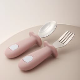 Baby Panda Shape Silicone Spoon and Fork Stainless Steel Baby Feeding Spoon