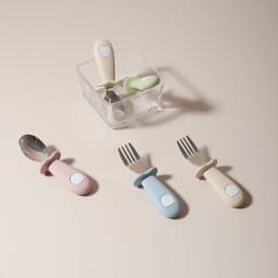 Baby Panda Shape Silicone Spoon and Fork Stainless Steel Baby Feeding Spoon