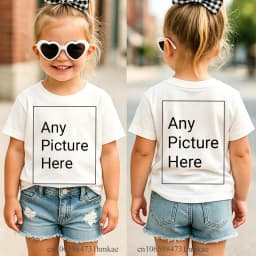 Personalized Kids T‑Shirts Front Back Print Customized Girl Short Sleeve T‑shirt Custom Photo Text Logo Tee For Girls Casual Tee