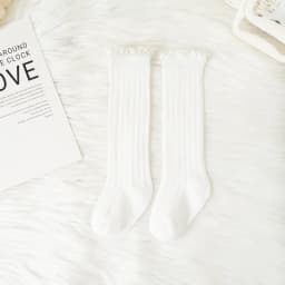 Ruffle Kids Knee High Socks Baby Girls Toddlers Long Soft Cotton Sock Lace Flower Children School Uniform Socks For 0-8 Years