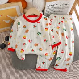 Cute Bear Print Baby Clothing Set Children Long Sleeve+ Pants Two Pieces Suit Kids Cotton Pullover Top Tee Girl Boy Casual
