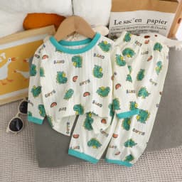 Cute Bear Print Baby Clothing Set Children Long Sleeve+ Pants Two Pieces Suit Kids Cotton Pullover Top Tee Girl Boy Casual