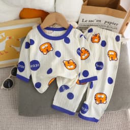 Cute Bear Print Baby Clothing Set Children Long Sleeve+ Pants Two Pieces Suit Kids Cotton Pullover Top Tee Girl Boy Casual