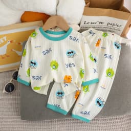 Cute Bear Print Baby Clothing Set Children Long Sleeve+ Pants Two Pieces Suit Kids Cotton Pullover Top Tee Girl Boy Casual
