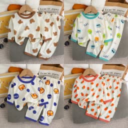 Cute Bear Print Baby Clothing Set Children Long Sleeve+ Pants Two Pieces Suit Kids Cotton Pullover Top Tee Girl Boy Casual