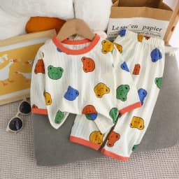 Cute Bear Print Baby Clothing Set Children Long Sleeve+ Pants Two Pieces Suit Kids Cotton Pullover Top Tee Girl Boy Casual