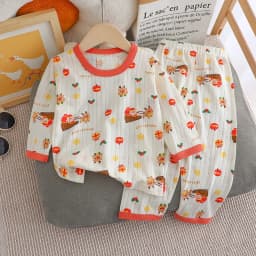 Cute Bear Print Baby Clothing Set Children Long Sleeve+ Pants Two Pieces Suit Kids Cotton Pullover Top Tee Girl Boy Casual