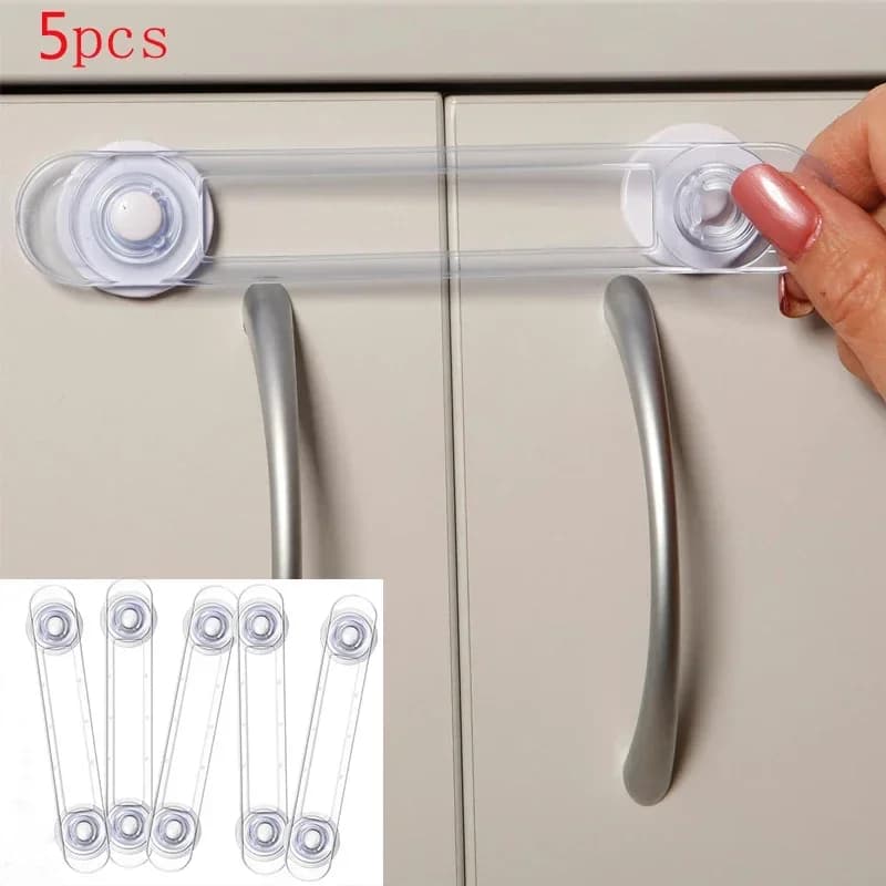 3/5pcs Multi-functional Baby Child Safety Lock Drawer Refrigerator LockTransparent Anti-Opening Soft Strap Safety Lock