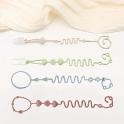 4pcs Adjustable Silicone Pacifier Chain, Teether Toys, Suitable for High Chair, Crib, Baby Gifts,beige