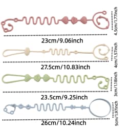4pcs Adjustable Silicone Pacifier Chain, Teether Toys, Suitable for High Chair, Crib, Baby Gifts,beige