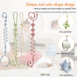 4pcs Adjustable Silicone Pacifier Chain, Teether Toys, Suitable for High Chair, Crib, Baby Gifts,beige