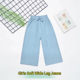 New Fashion Children Wide Leg Pants Summer Casual Thin Chiffon Cropped Trousers For Teenager Girls Clothes 2 4 6 8 10 Years