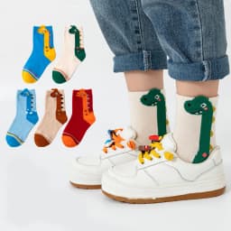 5 Pairs Kids Socks Cartoon Dinosaur Pattern Comfortable Children Socks For Boys And Girls