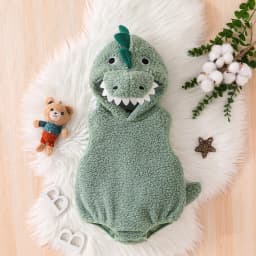 Cute Baby Boy Girl Dinosaur Costume Sleeveless Romper with Hat Newborn Infant Halloween Cosplay Clothes