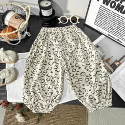 Spring Printed Casual Sweatpants 1-7Y Kids Girls Boys Corduroy Pants Loose Balloon Leg Design Soft Children Trousers Clothes