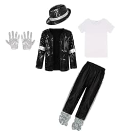 Boys Michael Pop Star Jackson Halloween Cosplay Costume Carnival Stage Performance Clothes Hip Hop Dance Outfit