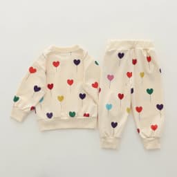 2PCS Infant Spring Autumn Full Print Love Balloon Fashion Long Sleeve Pants Set Baby Outfit Casual Comfortable Clothing Set