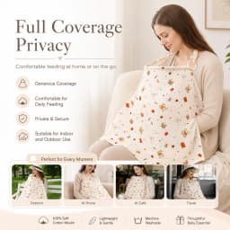 Baby Nursing Cover, Arched Neckline,Soft & Breathable 100% Cotton,Mother's Nursing Apron,Multi-useStroller Cover