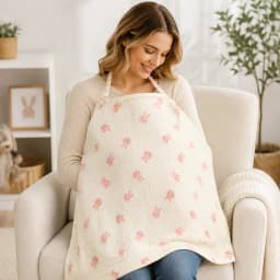 Baby Nursing Cover, Arched Neckline,Soft & Breathable 100% Cotton,Mother's Nursing Apron,Multi-useStroller Cover