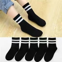 5Pairs/Set 3-13Years Baby Girls Boys Casual Sports Socks Soild Soft Cotton Four Season School Socks Black White Gray Kids Socks