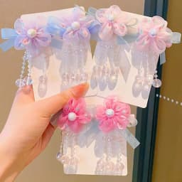 Children's Hanfu Headdress Flower Tassel Ancient Style Clip Hair Accessories Chinese Style Little Girl Tassel Girl Hairpin