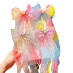 Children's Hairbands, Girls' rainbow Bows, Braided Hair Clips, Headwear, Princess Ponytails, Ribbons, Hairpins