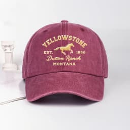 Yellowstone Horse Print Washed Baseball Cap Lightweight, Breathable, Adjustable Unisex Casual Wear & Camping Yellowstone Fan Gif