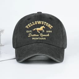 Yellowstone Horse Print Washed Baseball Cap Lightweight, Breathable, Adjustable Unisex Casual Wear & Camping Yellowstone Fan Gif