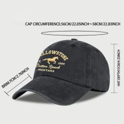 Yellowstone Horse Print Washed Baseball Cap Lightweight, Breathable, Adjustable Unisex Casual Wear & Camping Yellowstone Fan Gif