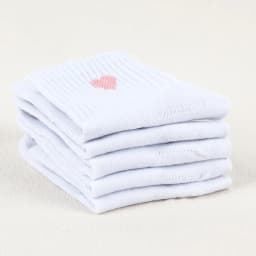 5 Pairs Girls Socks Cute Heart Pattern Comfortable Kids White Socks