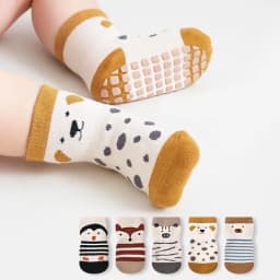 5 Pairs Kids Non-Slip Socks Cute Cartoon Pattern Baby Boys Girls Floor Socks Comfortable Breathable for Toddler Children