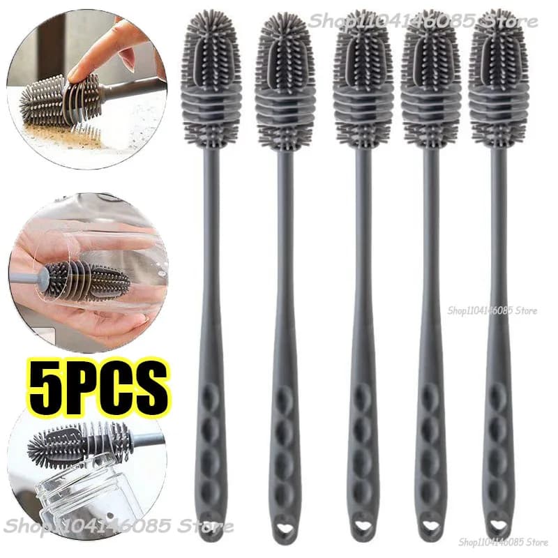 Long Handle Silicone Bottle Brush Cleaning Brush Kitchen Cleaning Cup Brush Thermos Glass Brush Cleaning Tools  Bottle Brush