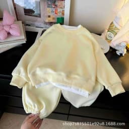 2026 Korean Style Children's Autumn Winter Outfit Set Unisex Simple Sweatshirt Set Baby Trendy Warm Ensemble
