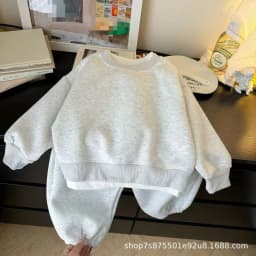 2026 Korean Style Children's Autumn Winter Outfit Set Unisex Simple Sweatshirt Set Baby Trendy Warm Ensemble