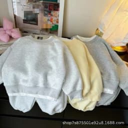 2026 Korean Style Children's Autumn Winter Outfit Set Unisex Simple Sweatshirt Set Baby Trendy Warm Ensemble