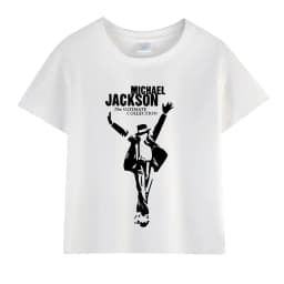 Kids Michael Jackson Rock N Roll T-Shirt Children's Fashion Crew Neck Top Summer Casual Clothes for Baby Boys/Girls